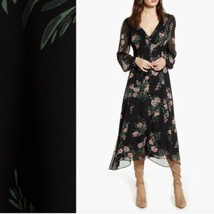 ASTR Floral Long Sleeve Midi Dress